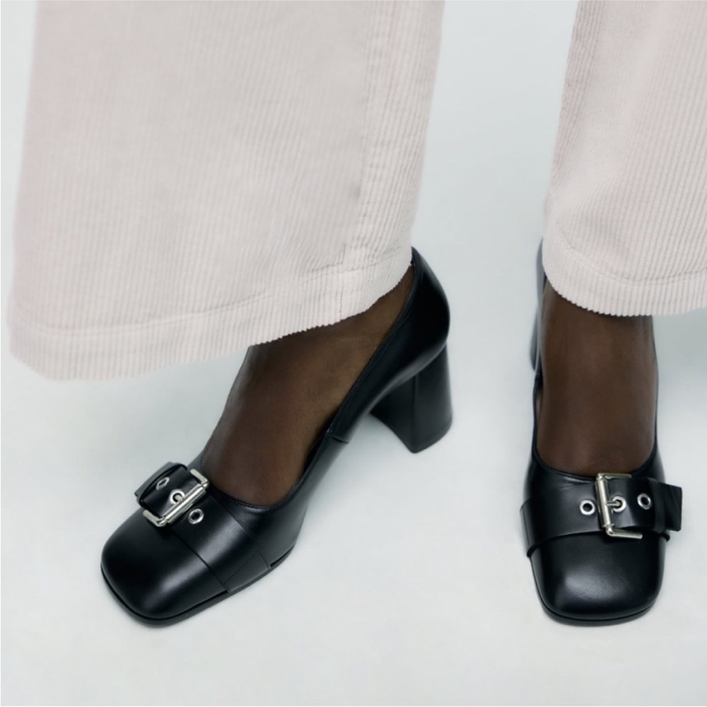 Zara single monk strap leather shoes